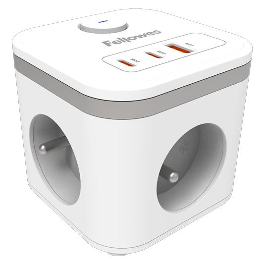 Fellowes Power Cube Type E (FR BE PL) - White (3x, USB-A, USB-C) (100137170)