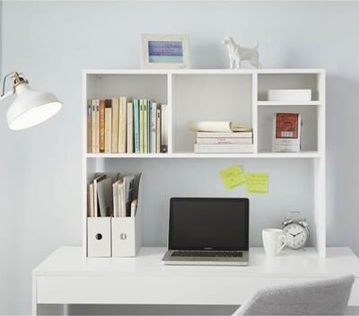 Cube White Wood Desk Bookshelf by DormCo