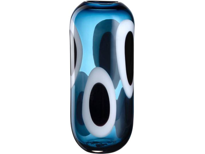 Dekovase LEONARDO Vase OCCHI BLU , blau, B:16cm H:36cm T:11,5cm, Glas, Vasen, Dekovase