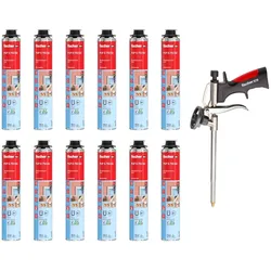 Fischer Pistolenschaum PUP S 750ml B2 1K - 12 Stück + 1x Fischer Schaumpistole