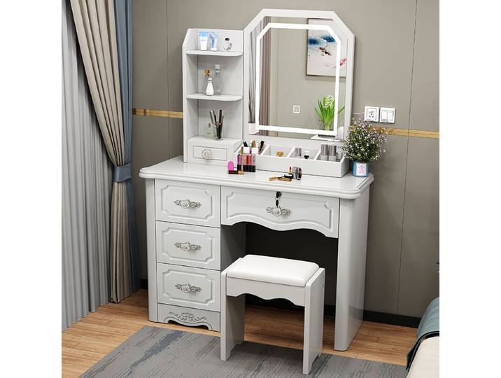 Table de vanité vintage de luxe, bureau de vanité MELStorage classique nordique, table multifonctionnelle européenne, meubles de maquillage