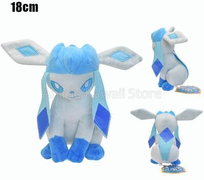 Lush Living Finds Pokemon Plush Toy, Mimikyu Eevee Umbreon Flareon Jolteon Vaporeon Glaceon Sylveon Espeon Evolution Stuffed Peluche Doll v Sitting Glaceon