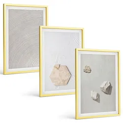 BILDER SET 3er Set - 40x60 cm Goldrahmen - Leichte Boho-Sandtexturen