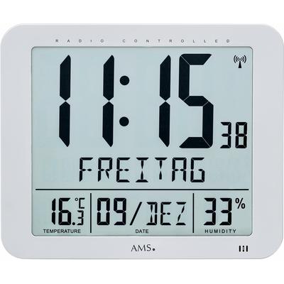 Funkwanduhr AMS "F5884", silber (silberfarben), Wanduhren, B/H/L: 3cm x 21cm x 25cm, Geschenkartikel, Quarzuhr,Datum,Wohnzimmer,Esszimmer,Küche,Arbeitszimmer,Büro,Flur