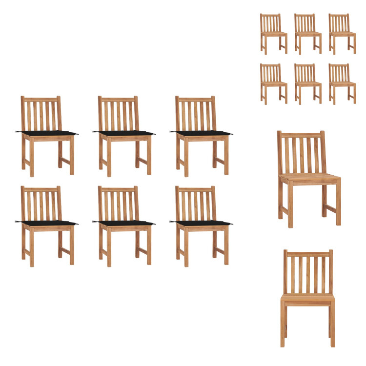vidaXL Gartenstühle 6 Stk. mit Kissen Massivholz Teak - Gartenstühle