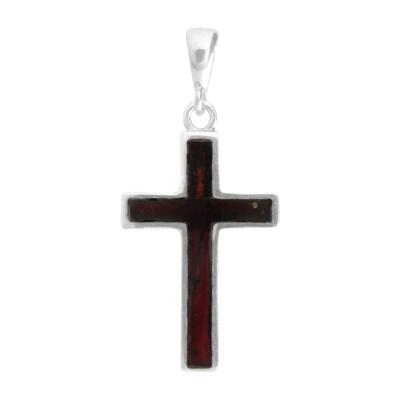 Kettenanhänger OSTSEE-SCHMUCK "Ostsee-Schmuck Anhänger Kreuz 28 x 18 mm", weiß, Schmuckanhänger, Damen, 40 x 18mm, Silber 925 (Sterlingsilber), 3,3 g, Kettenanhänger