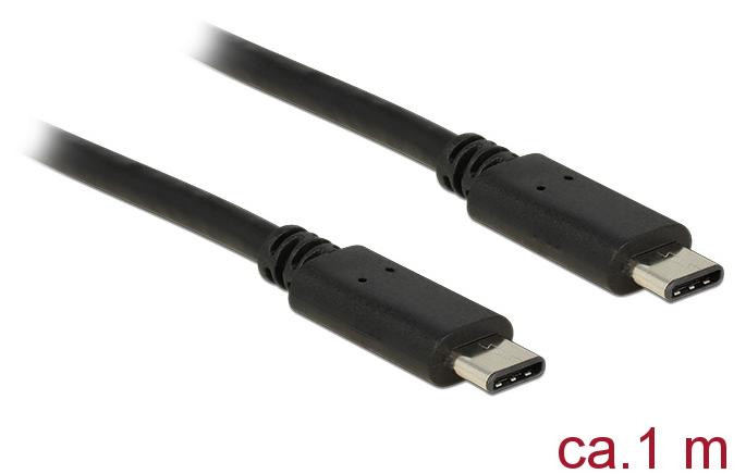 Delock USB-C naar USB-C kabel, zwart, 1,00 m