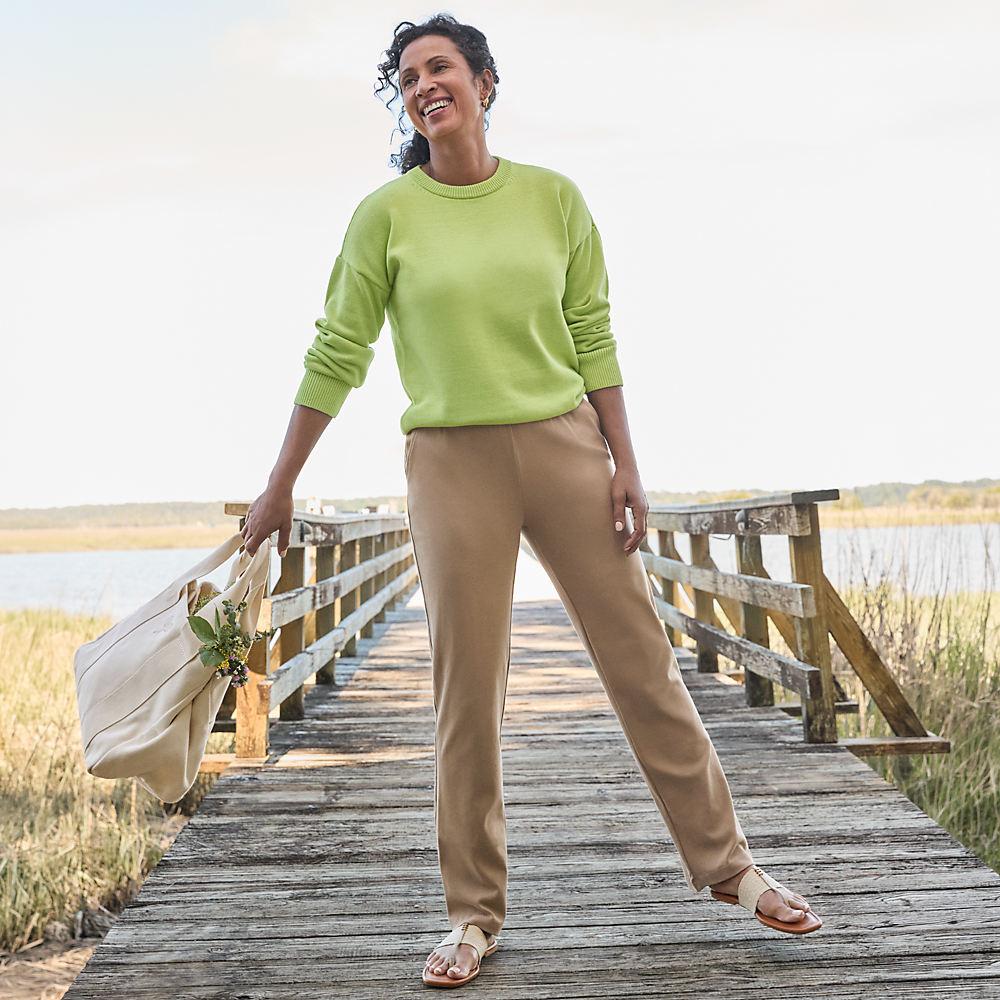 Straight Fit Freizeithose SPORT KNIT für Damen in Petite-Größe, Damen, size: petite, Beige, Baumwolle, by Lands' End