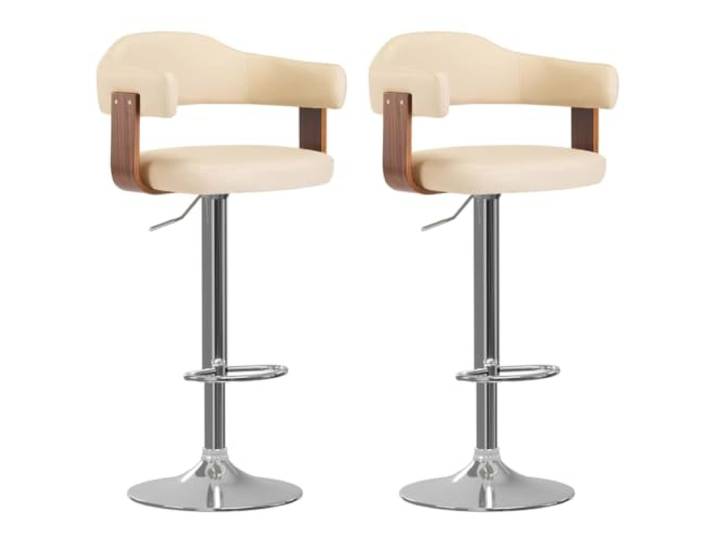 Makastle Barhocker 2 STK. Creme Bugholz und Kunstleder
