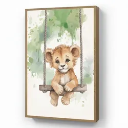 WANDLEUCHTE MIT AKKU Löwe - Tier - Kinder - Dschungel Dimmbar 60x90 cm Wandlampe