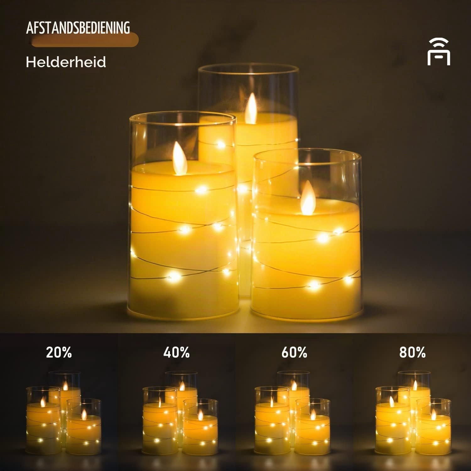 LED-kaars met dansende vlam van acrylglas