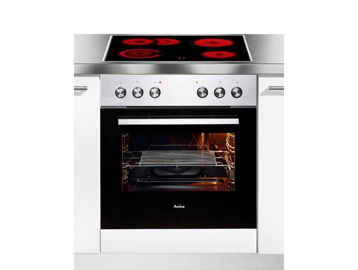 AMICA Elektro-Herd-Set EHC 933 011 , Energieeffizienz: A, silber (edelstahlfarben), Herdsets, Komfortables Kochen und Backen mit praktischer Unterstützung, Elektro-Herd-Set