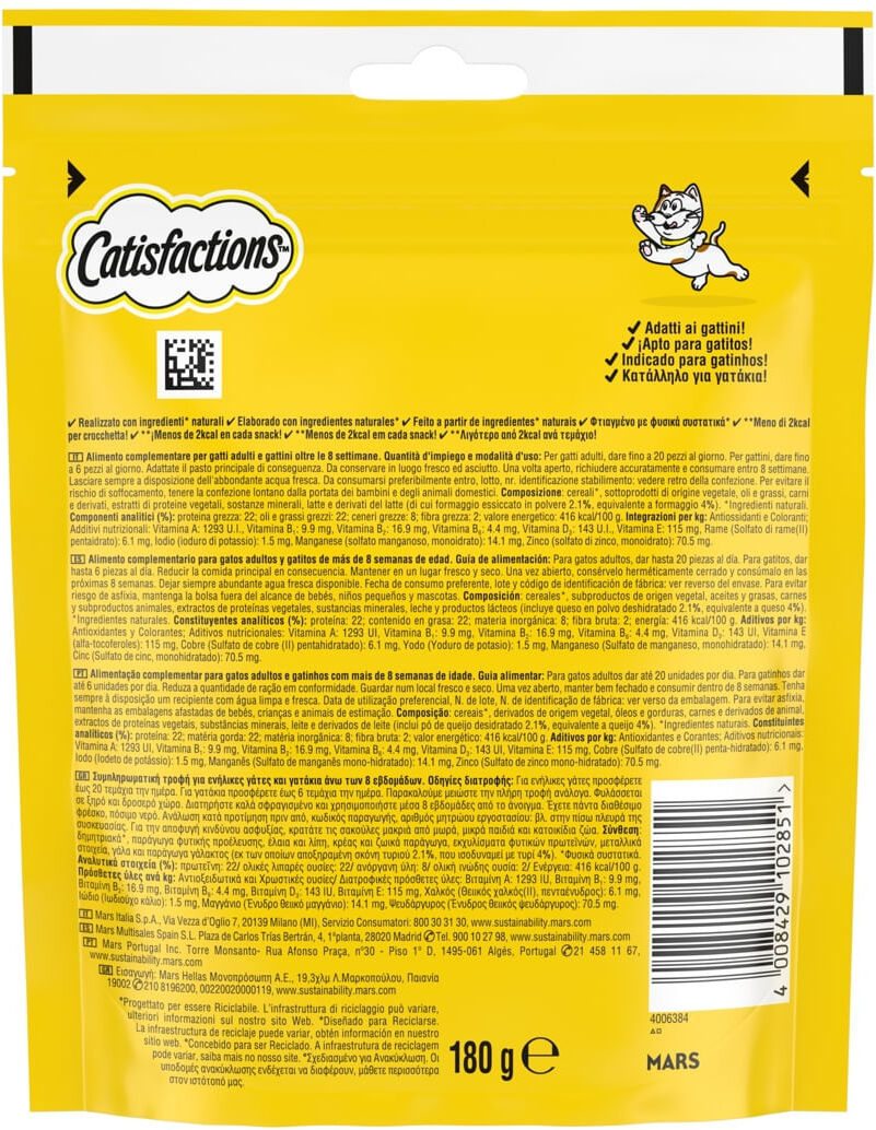 Catisfactions Snack Gatto con Formaggio 180G