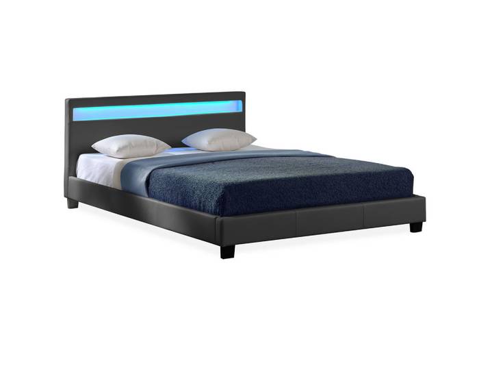 Corium Polsterbett Paris mit LED-Beleuchtung, Dunkelgrau, 180x200 cm, Schlafzimmer, Betten, Polsterbetten