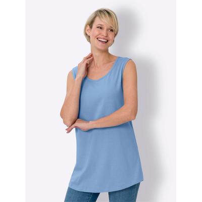 Longtop CLASSIC BASICS, Damen, Gr. 42, bunt (himmelblau, apricot), 100% Baumwolle, unifarben, Rundhals, Tops