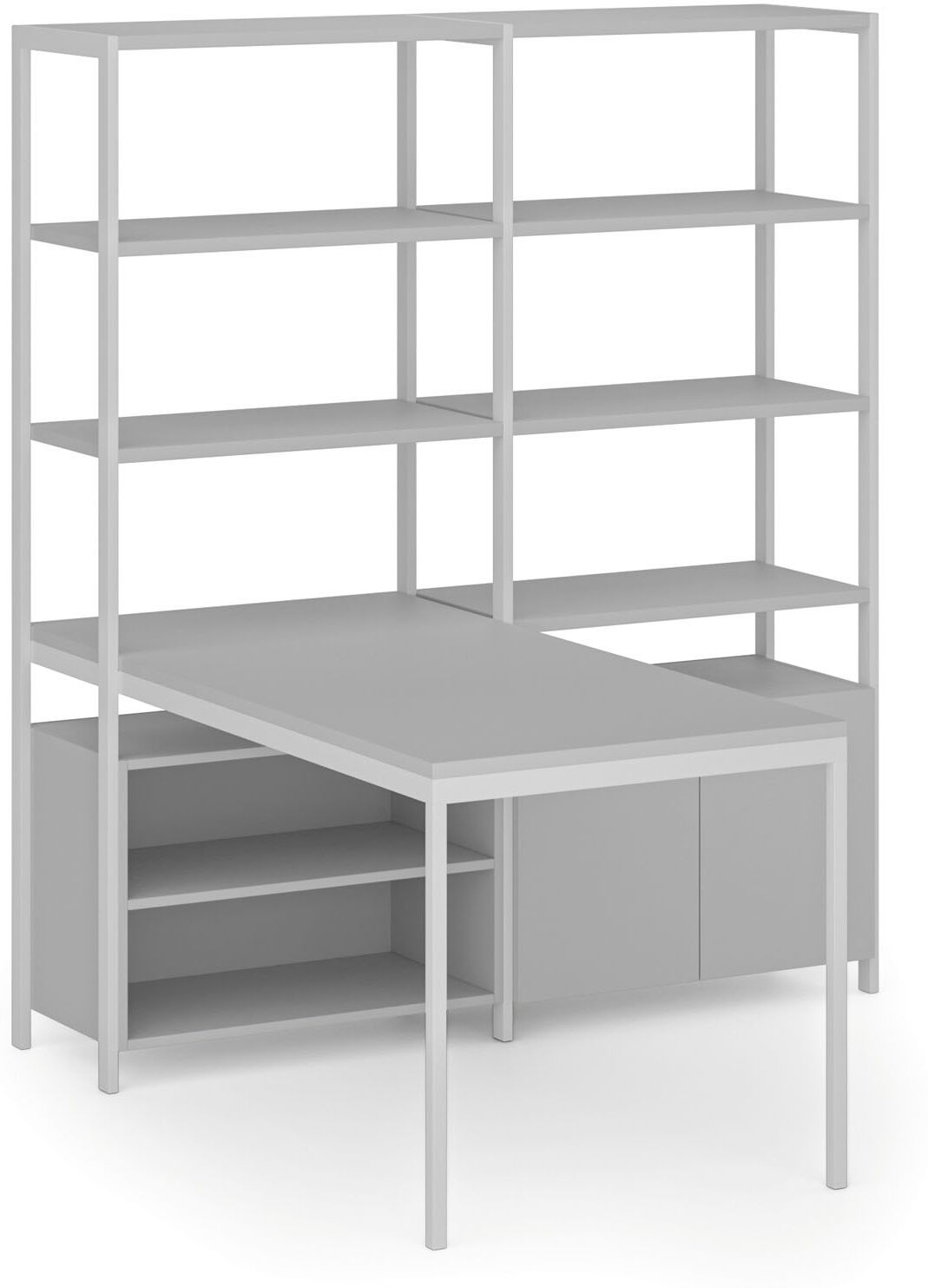 B2B Partner Schreibtisch mit Einlegeböden HOME OFFICE, weiß/grau