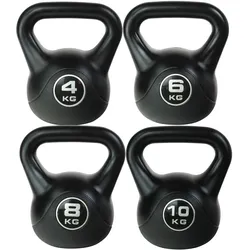Odin Vinyl-Kettlebell Kugelhantel mit bodenschonender Vinlyummantlung - Paketangebot (4, 6, 8, 10kg)