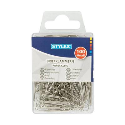 Stylex Briefklammern, Metall, blank, 32 mm, 100er Schachtel