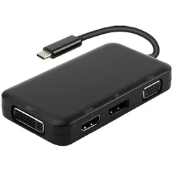 DLH USB-C (M) TO DISPLAYPORT / HDMI / VGA / DVI (F) ADAPTER - DP 4K/ (DisplayPort, DVI, HDMI, VGA), Video Adapter, Schwarz