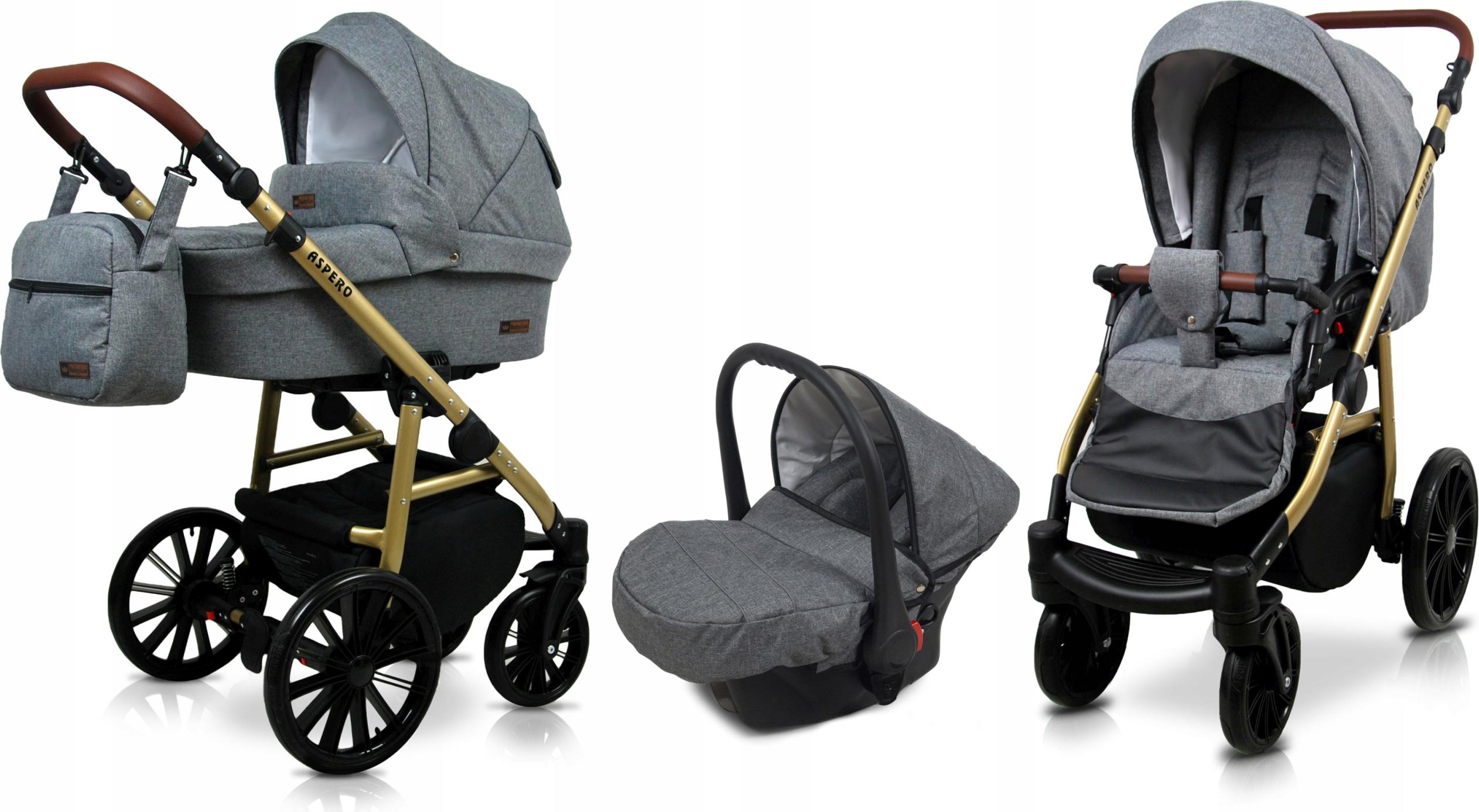 BabyLux Aspero | 3in1 Kinderwagen Set | Grey Flex | Kombikinderwagen | Kinderwagenset | Buggy +