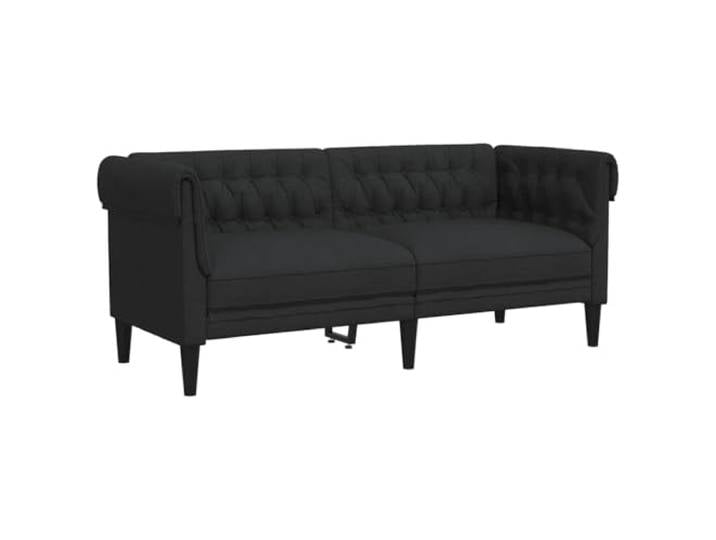 GHVBNMF Chesterfield Sofa 2-Sitzer Schwarz Stoff Polstersofa Couch Elegante 2er Couch im Chesterfield Design mit Stoffbezug, idealer Komfort fuer Wohnzimmer, Buero oder Lounge.