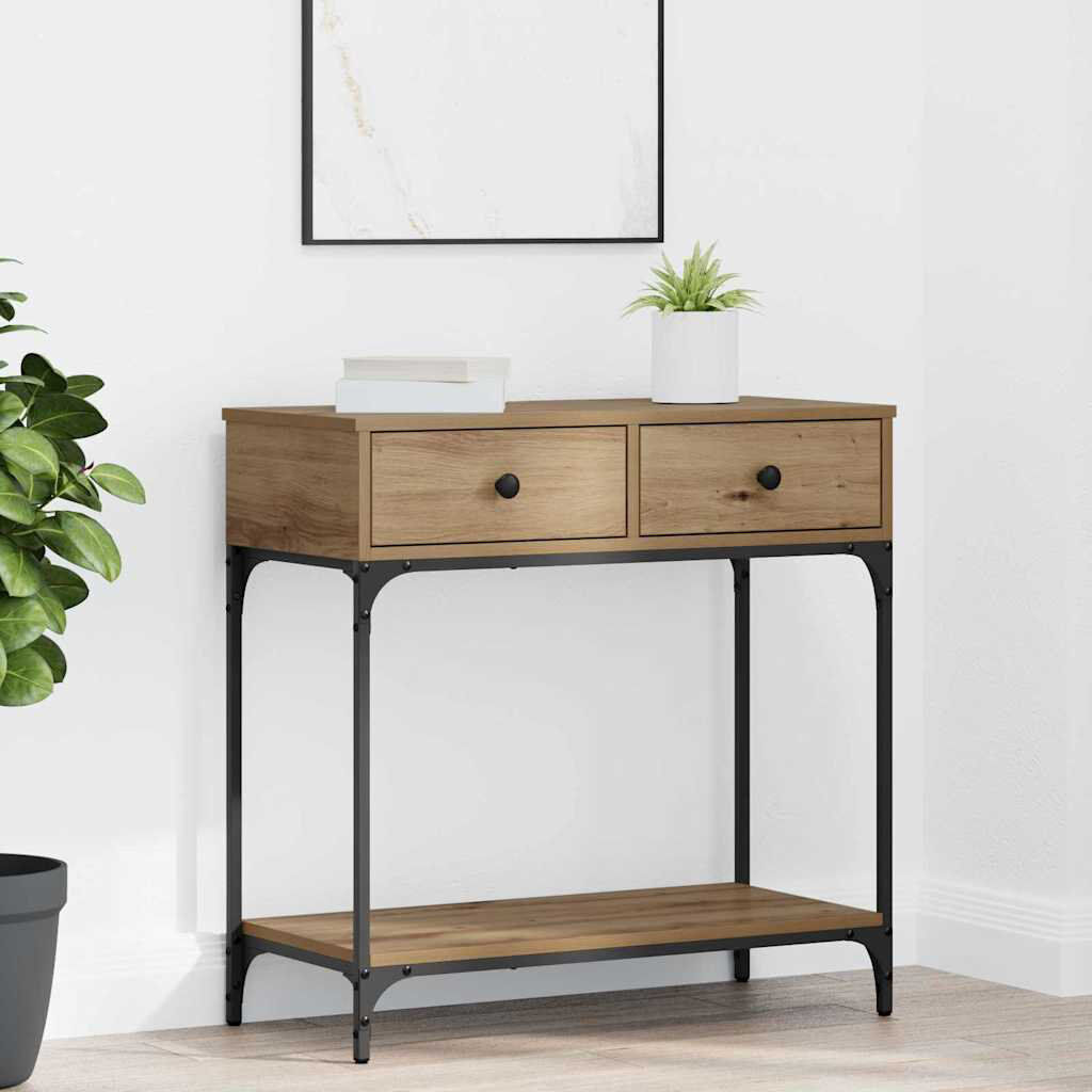 17 Stories 75 cm W Console Table Artisan Oak 75cm H X 75cm W X 34.5cm D