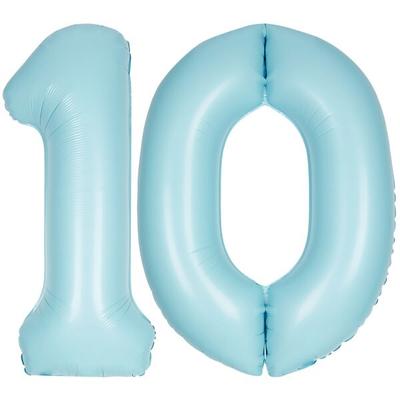 XL Folienballon hellblau Zahl 10