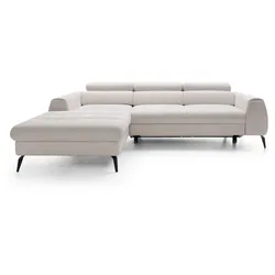 ECKSOFA NOTE Creme Chenille mit Schlaffunktion