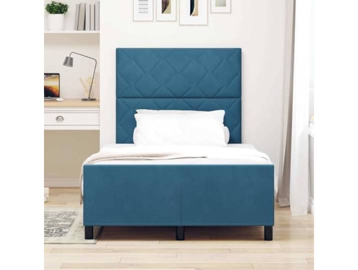 KTHLBRH Boxspringbett Samt Dunkelblau 120 x 200 cm Massivholz Kiefer Design Modern Box Rechteckige Form Schlafzimmer