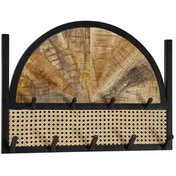 Wandgarderobe Mango Massivholz/Rattan/Metall, Exotisch, Funktional & Stilvoll. 53x8x40 cm | Kadima Design