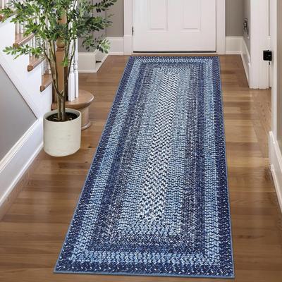 Garvee Braided Print Bordered Area Rugs for Living Room Bedroom
