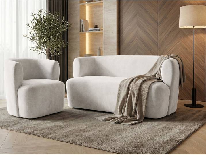 Beautysofa Polstergarnitur Nori set- Sessel & 2-Sitzer Sofa, Skandinavisches Design Sitzgruppe, (Moderner Lounge-Sessel mit Zweisitzer Couch, in verschiedenen Farben), Polstermöbel-Set für Wohnzimmer, Wartezimmer & Empfang