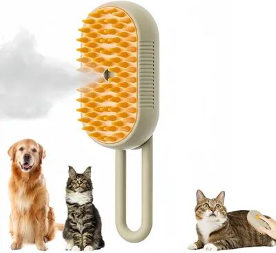 Uplifted Trends Cat Dog Pet Spray Massage Brush One Button Steam Spray Rotatable Floating Hair Bath And Hair Removal Comb coffee