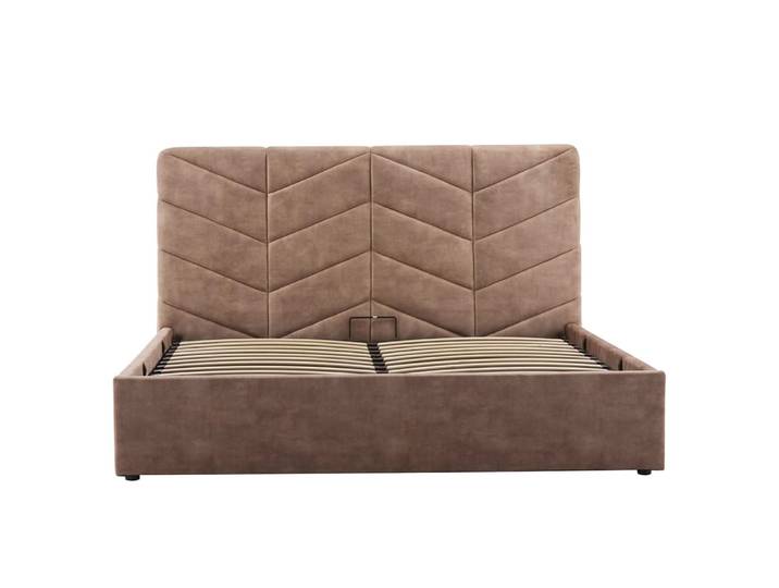 Lit coffre queen size 160x200 cm en velours taupe