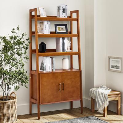 HULALA HOME Augusto Mid-century Modern Laddder Bookcase with 3 Open Shelves