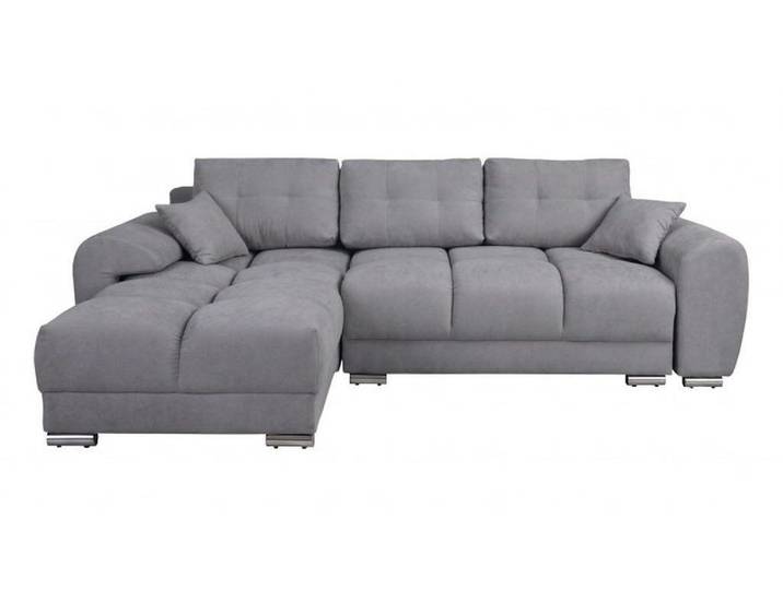 Xlmoebel Ecksofa Graues L-förmiges Ecksofa mit Schlaffunktion und Stoffbezug, 1 Teile, Ecksofa mit Schlaffunktion
