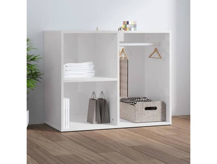 Armoire de dressing - ALOMEJOR - Blanc brillant - 80x40x65cm - Bois d'ingénierie - Design contemporain