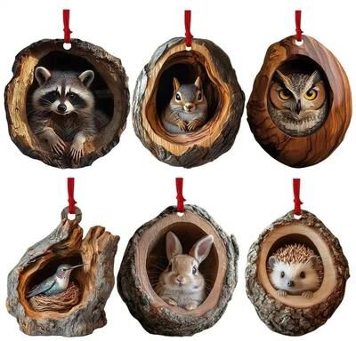 Uplift Picks Animal Christmas Acrylic Ornament Pendant Cute Holiday Tree Decor squirrel