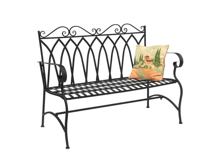 DanDiBo Gartenbank Metall 2 Sitzer Dunkelbraun 120 cm 18940, Schwarz, 120x96x55 cm, Gartenmöbel, Gartenbänke