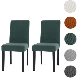 2er-Set Esszimmerstuhl Littau, Stuhl Küchenstuhl Hochlehner, Stoff/Textil Cord Holz ~ grün, dunkle Beine