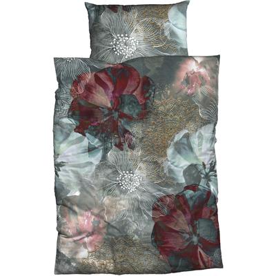 Bettwäsche CASATEX "Freda", rot (anthrazit, rot), B/L: 135cm x 200cm, 1 Stk., 1 Stk., Satin, B/L: 80cm x 80cm, 2 Stk., Satin, Obermaterial: 100% Baumwolle, Bettwäsche, Bettwäsche, luxuriöses Design mit kräftigen und eleganten Farben