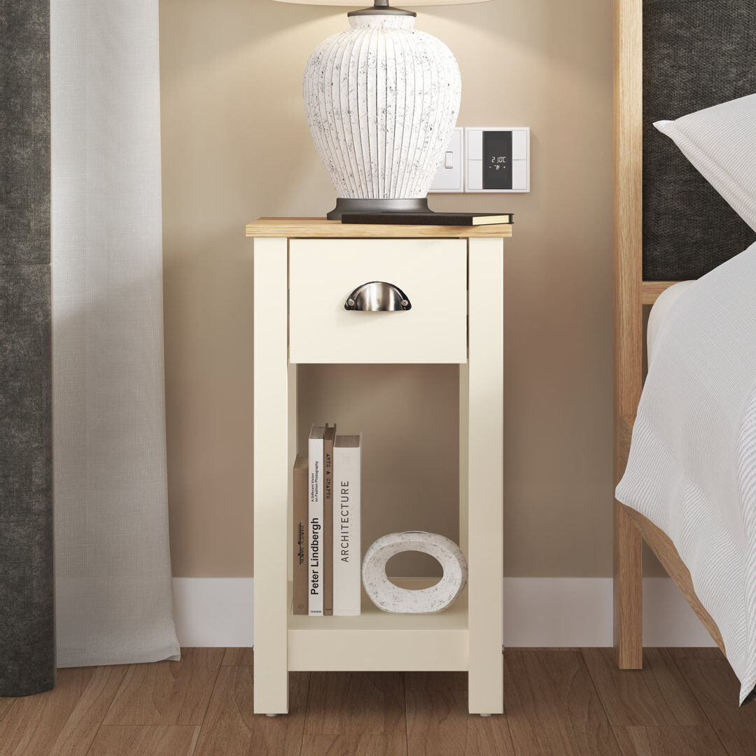 Marlow Home Co. Lillie Aabas Bedside Table Ivory 59.5cm H X 32cm W X 35cm D