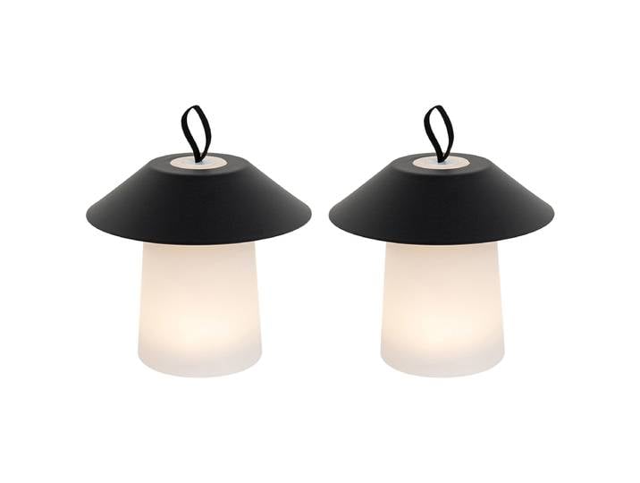 Ensemble de 2 lampes de table champignon noires avec LED