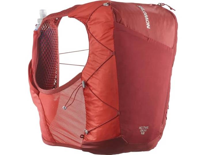 Salomon Unisex Active Skin 12, Hydratations- und Aufbewahrungsweste mit 500-ml-Fläschchen im Lieferumfang enthalten, Red Dahlie/High Risk Red, Größe S