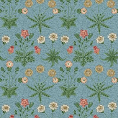 Morris & Co. Daisy Wedgwood and Coral Peel and Stick Wallpaper