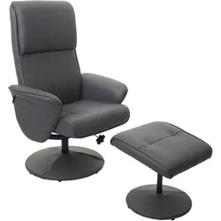 Relaxsessel Stockholm, Fernsehsessel Relaxliege TV-Sessel mit Hocker ~ Kunstleder, mattgrau