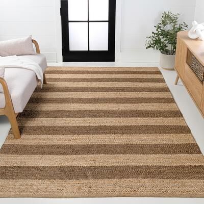 JONATHAN Y Jayden Rustic Farmhouse Woven Jute Stripe Area Rug