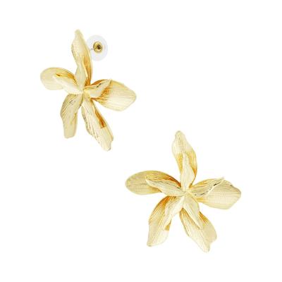 Paar Ohrhänger ADELIA´S "LIVAYA Ohrringe Ohrstecker mit Blumenmotiv aus Legierung", Damen, Gr. Damen, gold (goldfarben), Ohrringe, Modisch akzentuiert durch die großen, strukturierten Blüten.