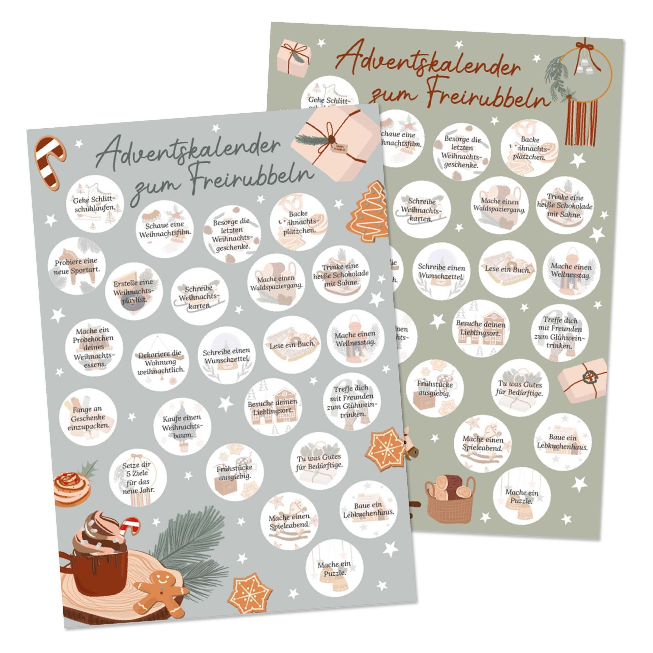 Papierdrachen Adventskalender zum Freirubbeln mit Aufgaben (24 Türchen) (71720193)