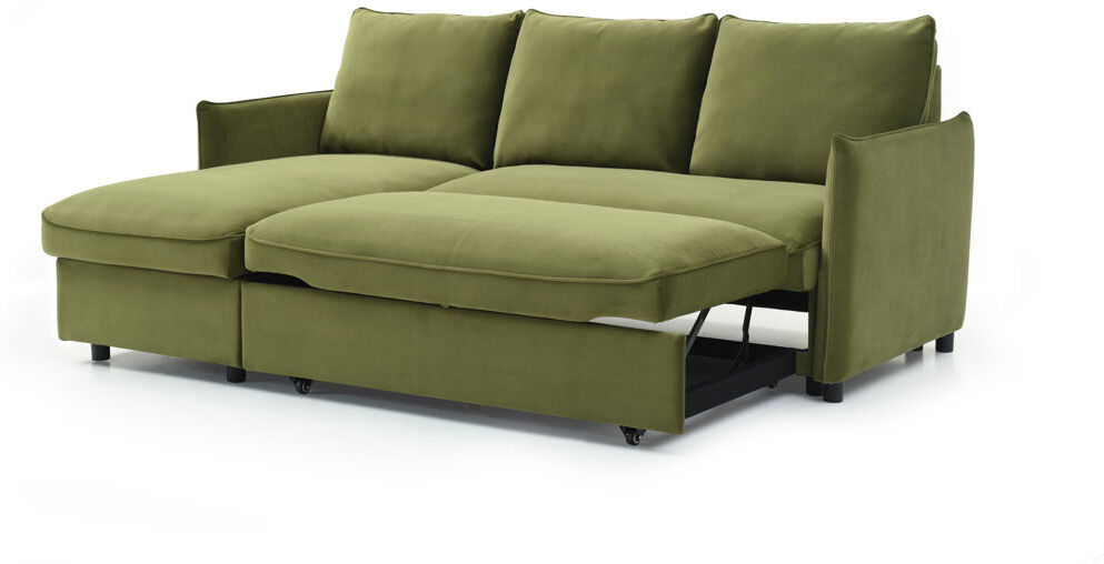 17 Stories Alma 3 Seater Corner Sofa Bed Olive 94cm H X 207cm W X 158cm D